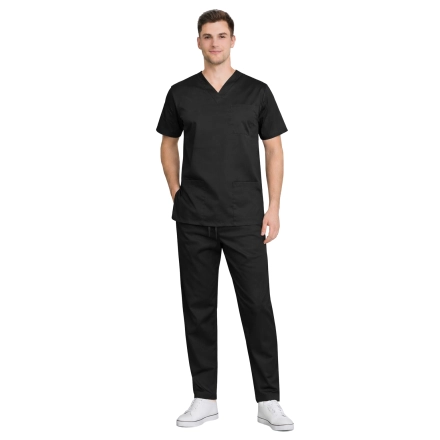 Komplet medyczny elastyczny męski czarny roz. 3XL – komplet medyczny – strój medyczny
